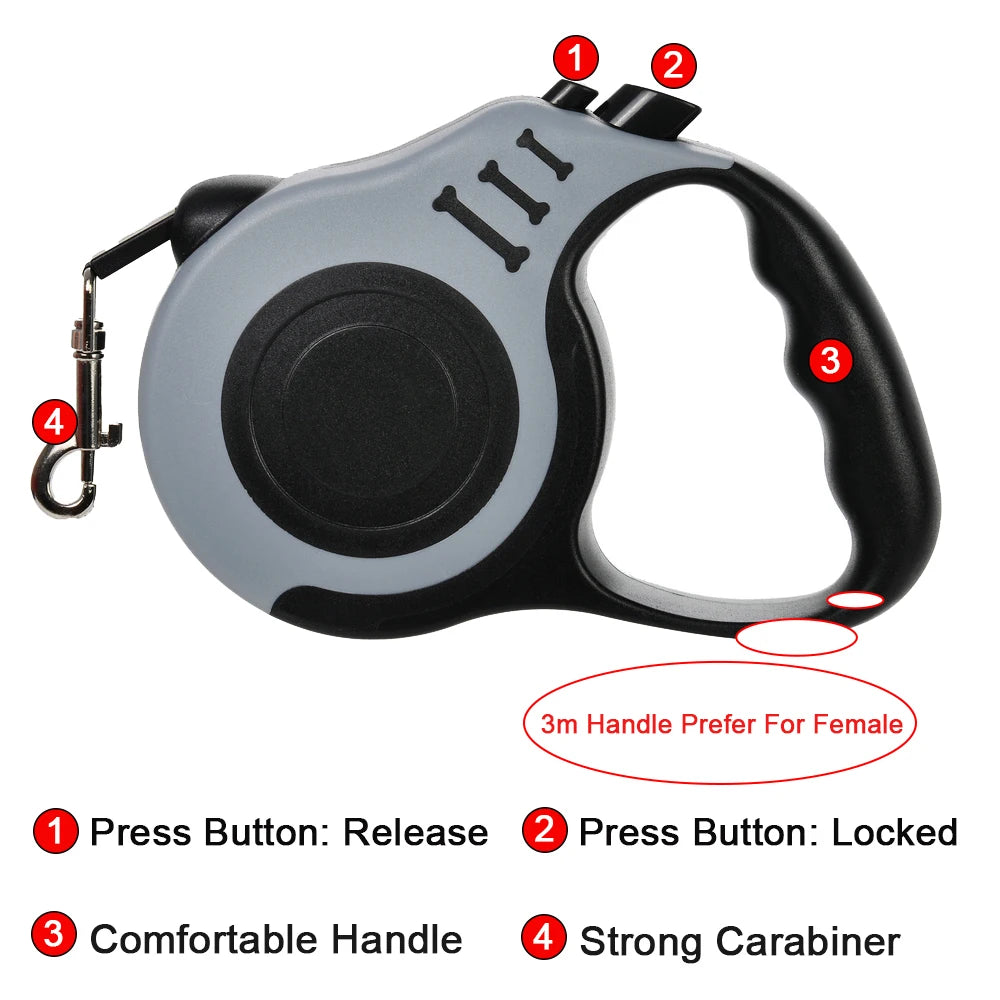 3m 5m Dog Leash Strong Nylon Puppy Lead For Small Medium Large Dogs Cats Automatic