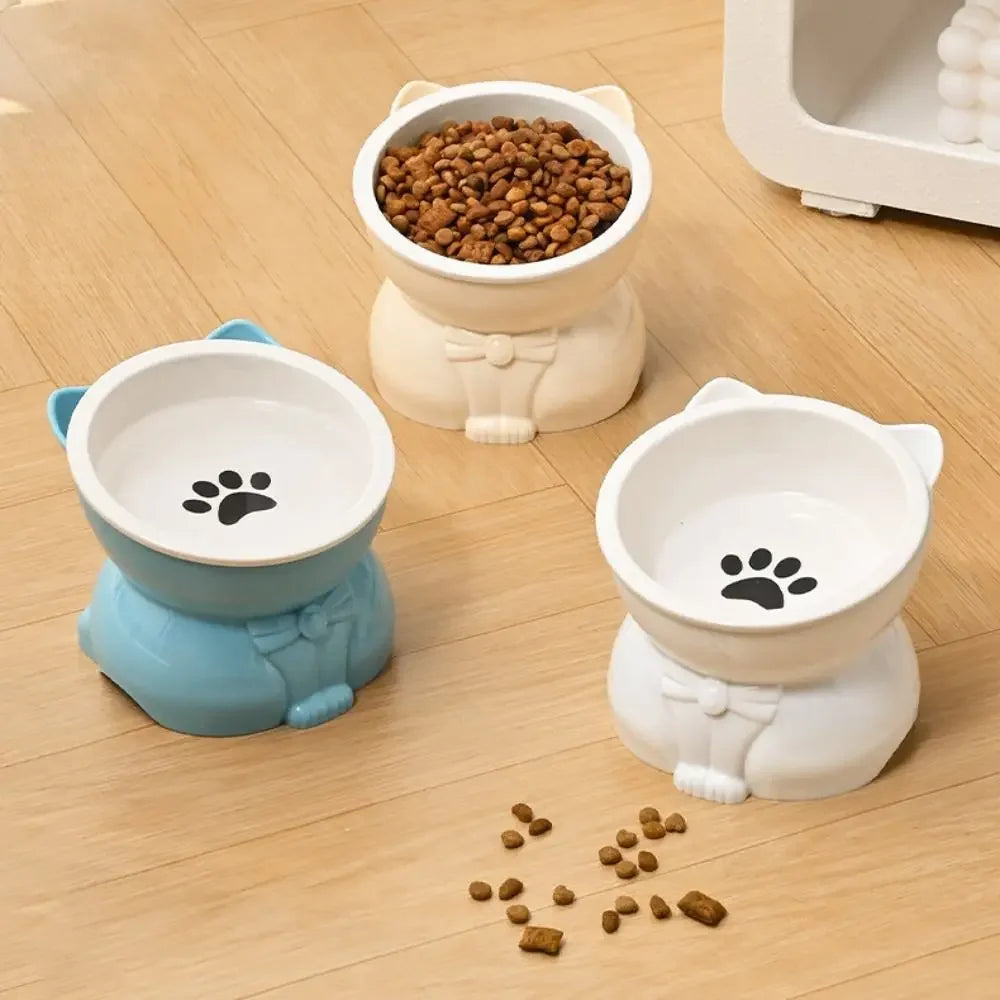 Pet Supplies Ceramic Cat Bowl Creative Slanted Mouth Dog Food Feeding Basin Non-slip Cute Pet Drinking Feeder Water Container