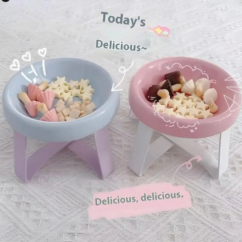 1Pc New Spine Protection Pet Bowl High Feet Neck Protection Cat Bowl With Stand Pet Food Bowl Pet Supplies‘