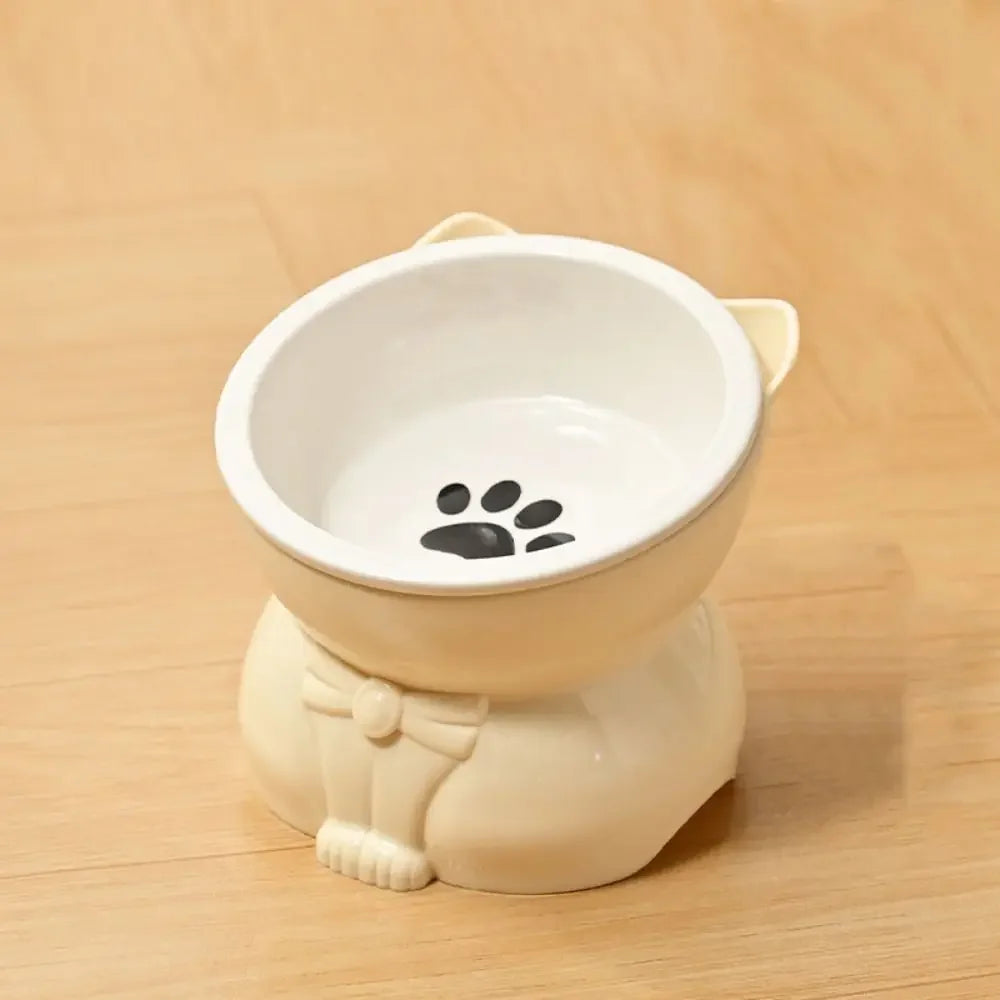 Pet Supplies Ceramic Cat Bowl Creative Slanted Mouth Dog Food Feeding Basin Non-slip Cute Pet Drinking Feeder Water Container