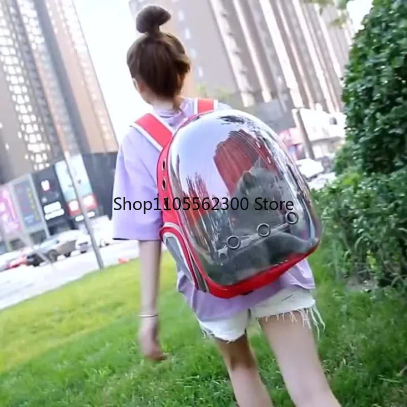 Cat Backpack Carrier with 360° Transparent Bubble and Breathable Design – Spacious Lightweight Travel Bag for Outdoor Adventures